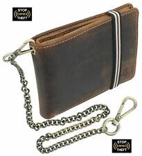 Visconti Leather Biker Wallet with Security Chain RFID plus Tap and Go CHN