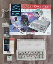 AMSTRAD CPC 6128 PLUS COMPUTER PC CARTRIDGE BOX MANUAL KEYBOARD BASIC BURNIN