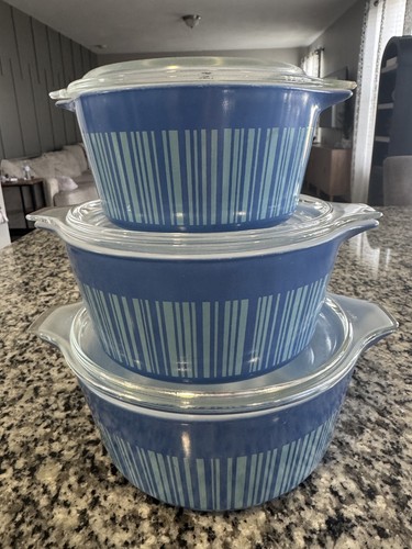 Vintage pyrex blue barcode - pyrex,
