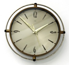 Vintage 25cm Metamec Wall Clock - Retro Mid Century Atomic 1970s Silver Metal