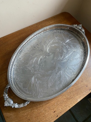 Vintage silver plated oval - plated,