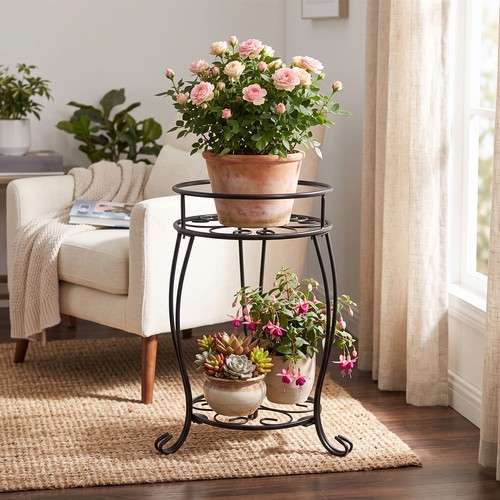 Black metal plant stand flower - plant,