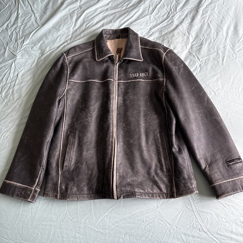 Men leather jacket - leather, brown