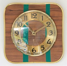 NEW 24cm Mid Century Style Wall Clock - Wooden Handmade Vintage Green French