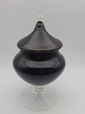 Vintage Empoli Glass Purple Amethyst Lidded Bon Bon Apothecary Jar 10 Inches
