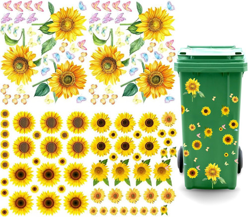 Wheelie bin stickers flowers - wheelie,