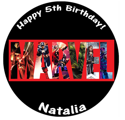 Marvel logo personalised cake - marvel,