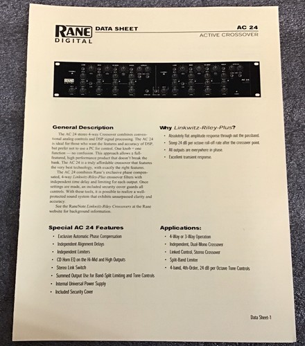Rane model ac24 - rane, active