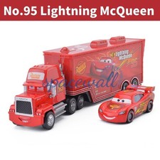 Set of 2 Disney PIXAR Cars No.95 Lightning McQueen Mack Hauler Truck Diecast Toy