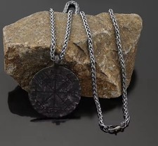 Vintage Compass Pendant Men’s Necklace Gift Silver Chain, Gothic Steampunk Style