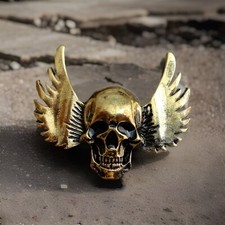 Winged Skull Biker Pin Badge
