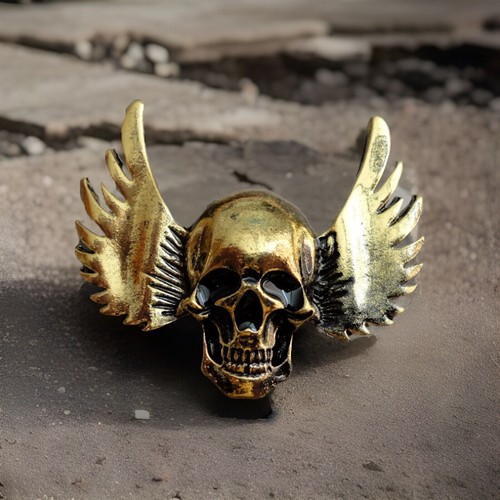 Winged skull biker pin badge - pin,