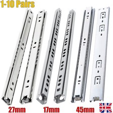 17mm 27mm BALL BEARING DRAWER RUNNERS FOR GROOVED DRAWER SIDES/CHEST OF DRAWERS
