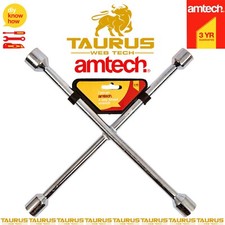 4 WAY AMTECH UNIVERSAL CROSS X WHEEL NUT WRENCH 17 19 21 23 Mm CAR BRACE SPANNER