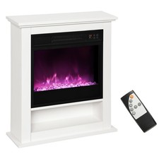 HOMCOM 1800W White Electric Fire with Remote & Timer for Living Room