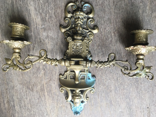 Antique brass piano double - antique,