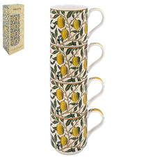 Leonardo Collection William Morris Fruits Stacking Fine China Mugs Set of 4