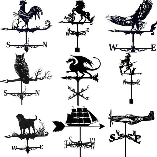 Black metal weather vane wind - black,