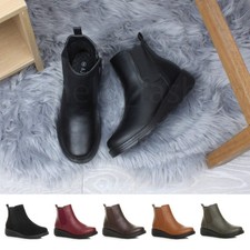 WOMENS LOW WEDGE ZIP COMFORT PADDED CHELSEA ANKLE BOOTS LARGE SIZES