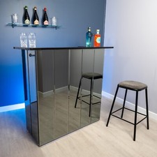 Neptune Grey Mirrored Home Bar