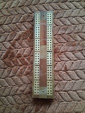 Vintage Inlaid Wooden Cribbage Board with Pegs