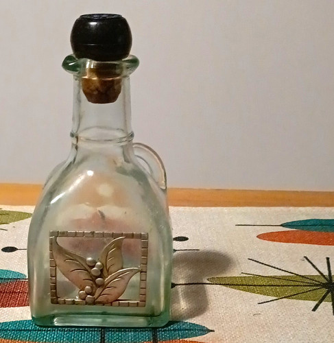 Vintage glass olive oil - olive, bottle