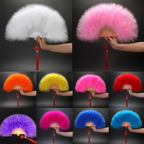New feather folding fans - new,