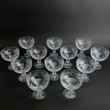 Tutbury Castle by Webb Corbett Crystal 3 3/4" Set of 12 Champagne Coupes Glasses