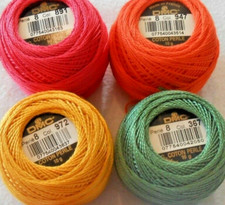 Pack of 4 DMC Perle 8 Cotton Balls Assorted Colours