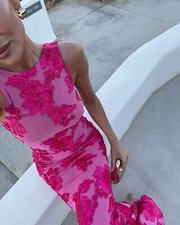 Pink Evening Dress Sleveless