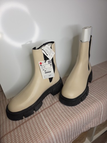 Zara chunky heel leather boots - leather,
