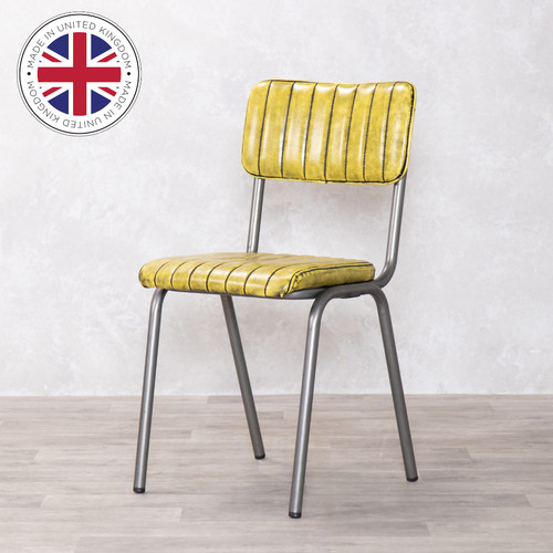 Yellow faux leather dining - leather,