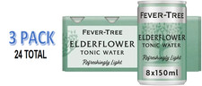 3 X Fever-Tree Refreshingly Light Elderflower Tonic Water 8 X 150Ml (24 cans)