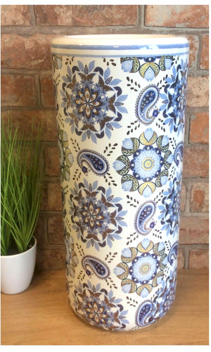 Blue gold floral - &, ceramic