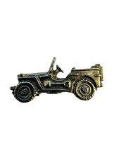 WW2 Willys Military Jeep Silver Pewter Pin Badge