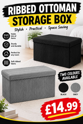 Ribbed ottoman storage box - storage,