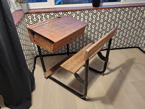 Vintage children school desk - school,