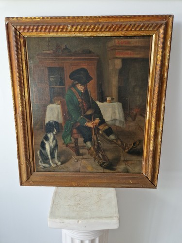 Antique french oil painting - oil,