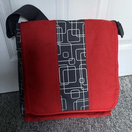 Ikea red grey laptop messenger - ikea,