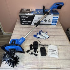 20V Cordless Tiller Cultivator Electric Garden Tiller- with 2 Batteries EUC