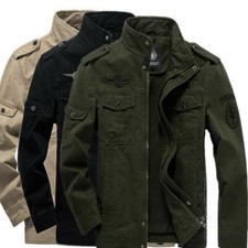 Mens Vintage Combat Field Military Jacket Army Coat Winter Cargo Zip Casual Tops