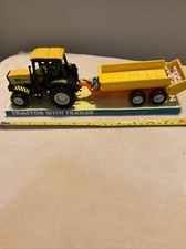 Vintage New Ray RZ-1 Push Yellow Tractor & Trailer- Manure Spreader