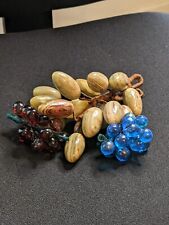 Vintage Joblot Bundle 2x Green Onyx Grapes Purple & Blue Miniature Glass Grapes 