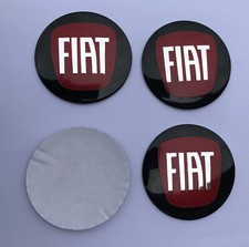 4x Fiat Wheel Centre Sticker Brand New Center Cap Hub 56mm Stickers Black Red