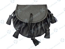 SCOTTISH BLACK LEATHER ROB ROY SPORRAN | JACOBITE KILT POUCH | PIRATES POUCH