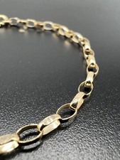 9ct Gold Fine 2.2mm Wide Plain & Oval Links 7.5” Belcher Bracelet - UK Hallmark