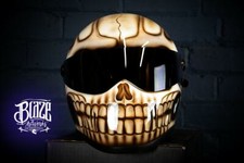 Custom Airbrushed Matrix Crash Helmet in Skull design Simpson bandit style