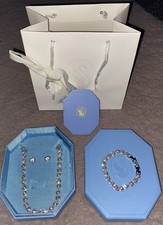 Stunning SWAROVSKI Silver Angelic Tennis Necklace Set With Bracelet And Earrings