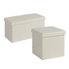 Folding Ottoman Cream Boucle