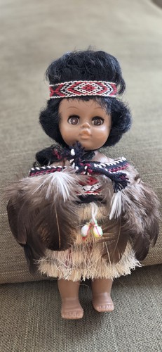 Vintage maori costumed doll - vintage, 7"